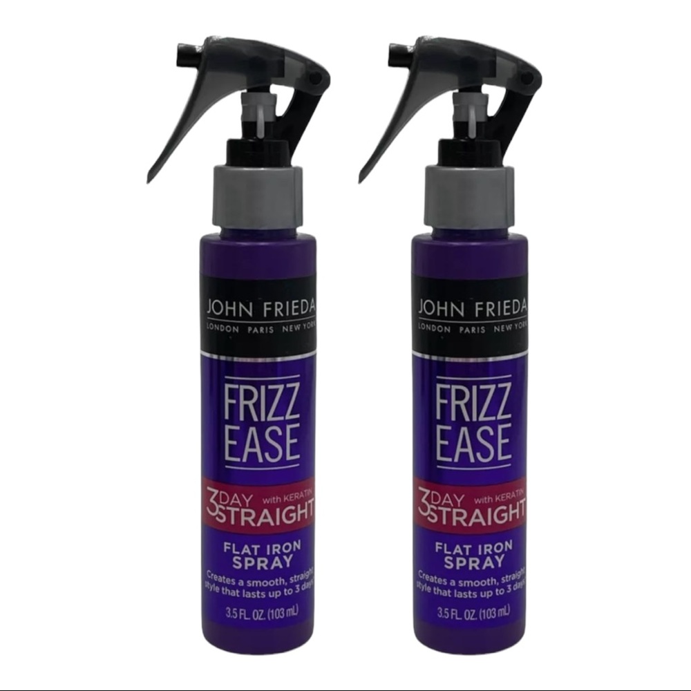 2 Pk John Frieda Frizz Ease 3 Day Straight Flat Iron Spray 3.5 oz Keratin Smooth